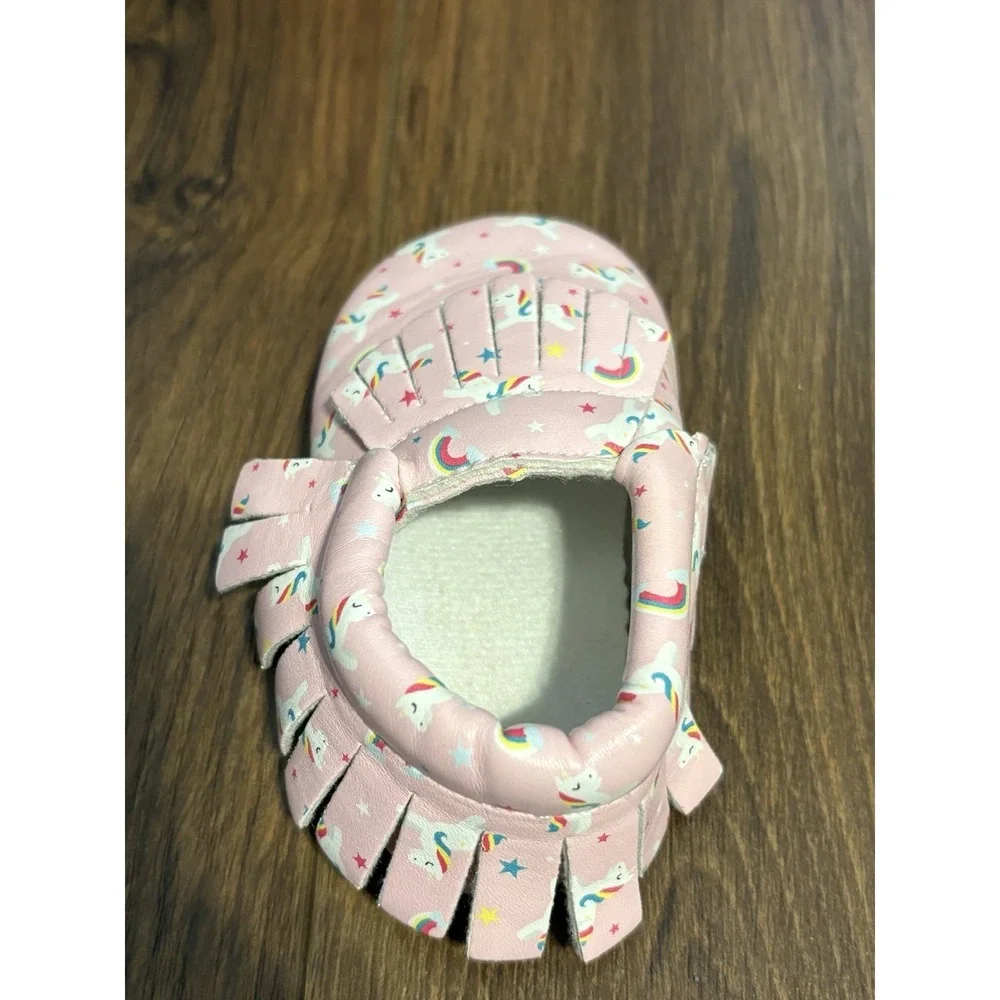 Unicorn Dreams Pink Unicorn Rainbow Moccasin Baby Shoes US 4 12-18 Months